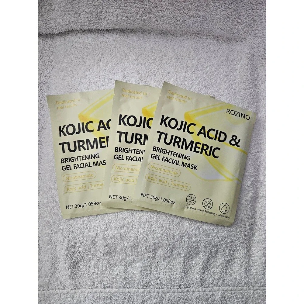 Lot of 3 Rozino Kojic Acid Turmeric Brightening Gel Facial Mask K-Beauty Glass